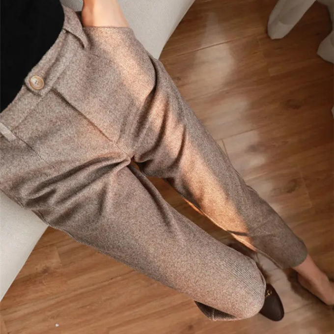 Harrow Herringbone Wool-Look Trousers