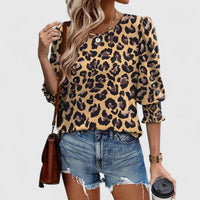 Harper™ | Women's Smocked Cuff 3/4 Sleeve Crew Neck Top