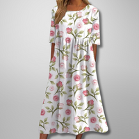 Rosalind | Crew Neck Floral Maxi Dress