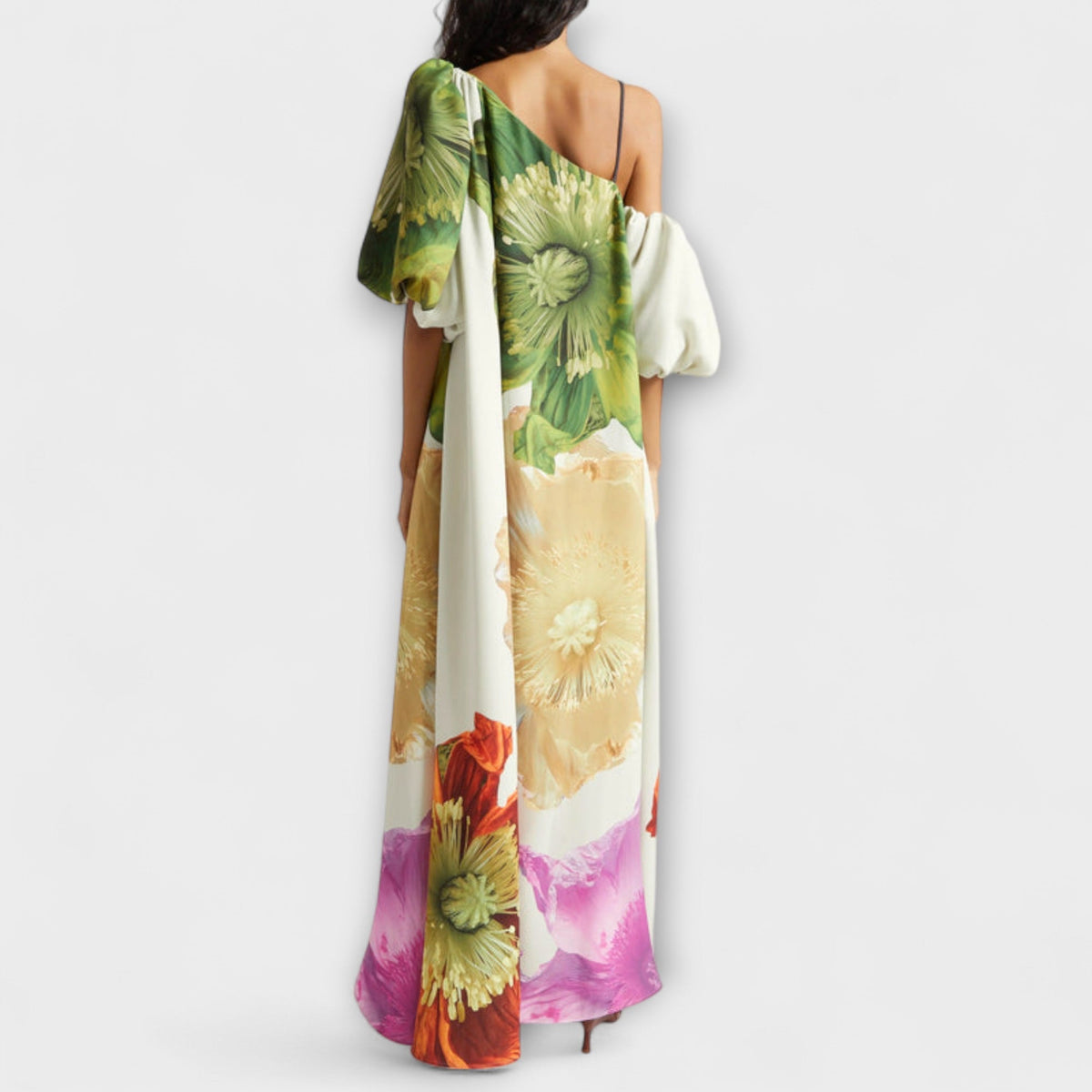 Style200™ | Floral Asymmetrical Maxi Dress for Events