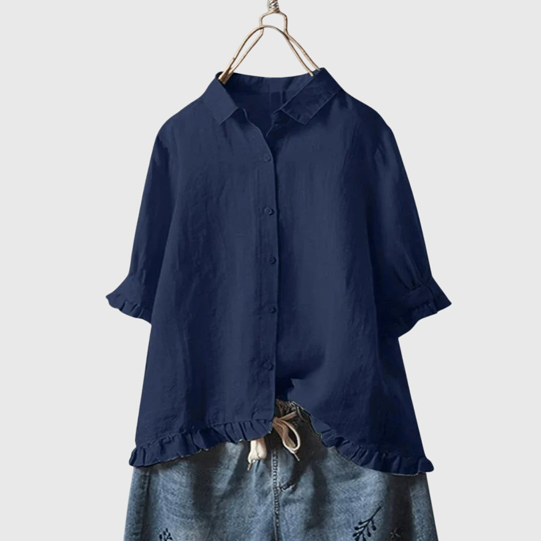 Pamela™ | Chic Cotton Blend Shirt for Any Occasion