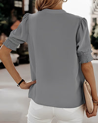 Maya™ | Women's V-Neck Puff Sleeve Blouse Short Sleeve Top
