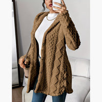 Reese | Long Cardigan with Fuzzy Cable Knit Texture