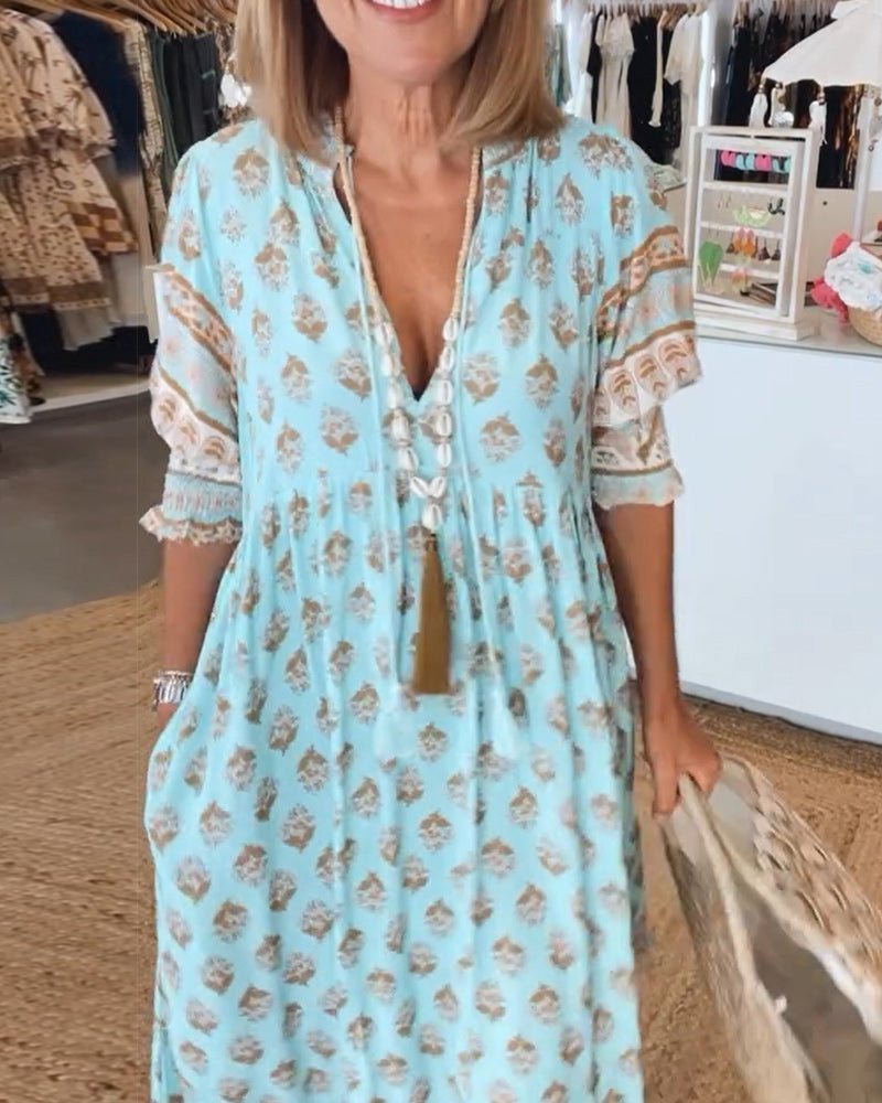 Mana™ | Floral V-Neck Dress for Stylish Occasions