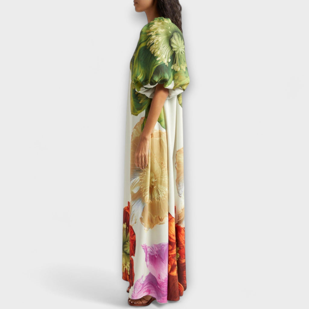 Style200™ | Floral Asymmetrical Maxi Dress for Events