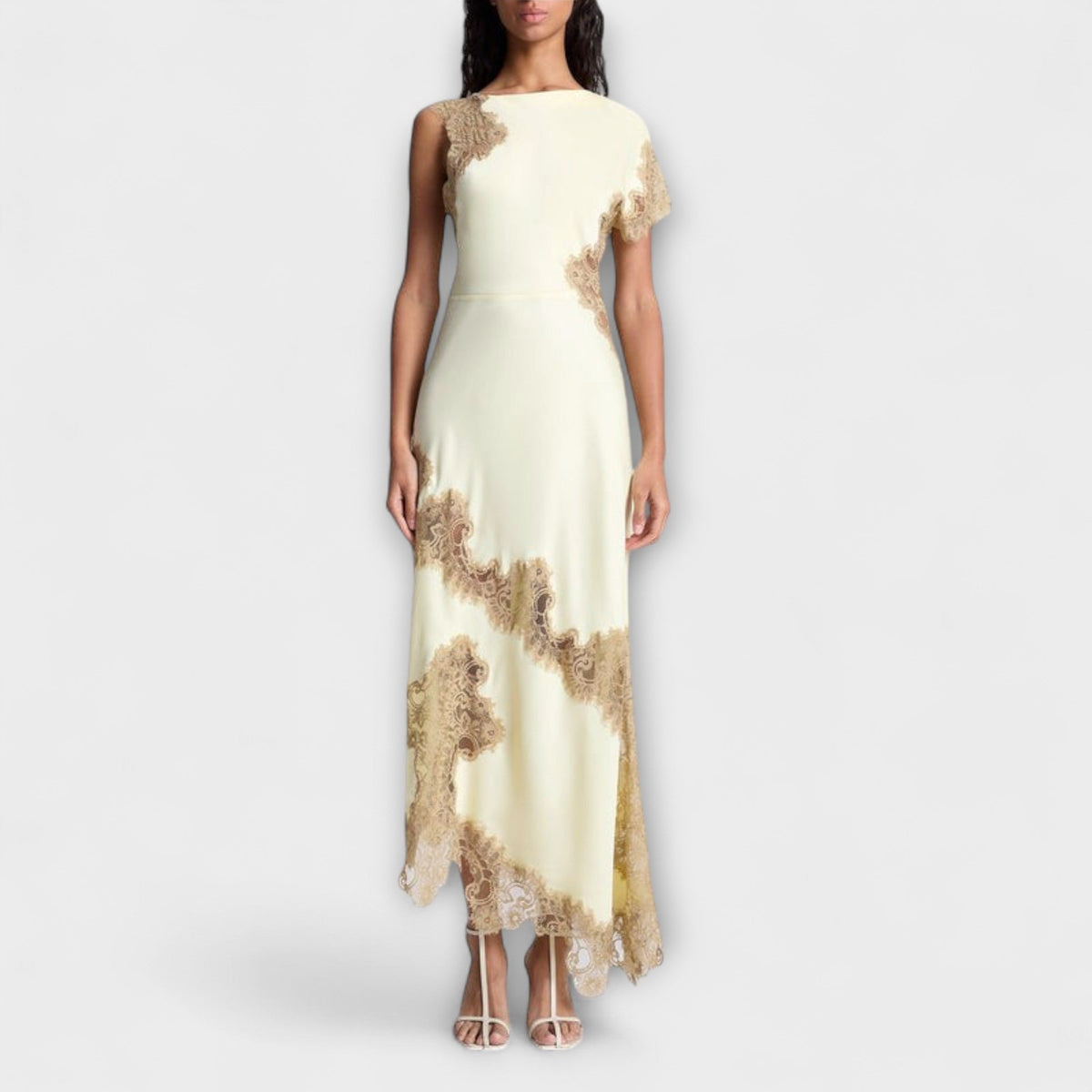 Style200™ | Margaret - Satin and Lace Maxi Dress for Special Occasions