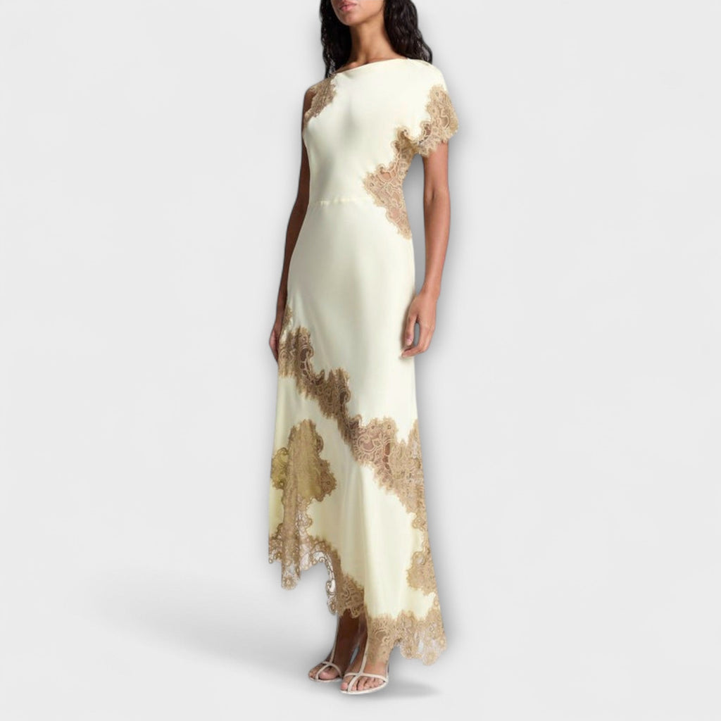 Style200™ | Margaret - Satin and Lace Maxi Dress for Special Occasions