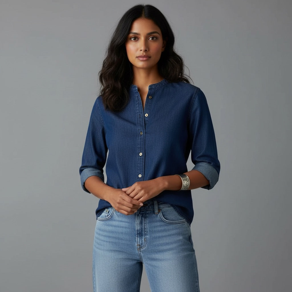 Nerelle | Lightweight V-Neck Button-Down Top