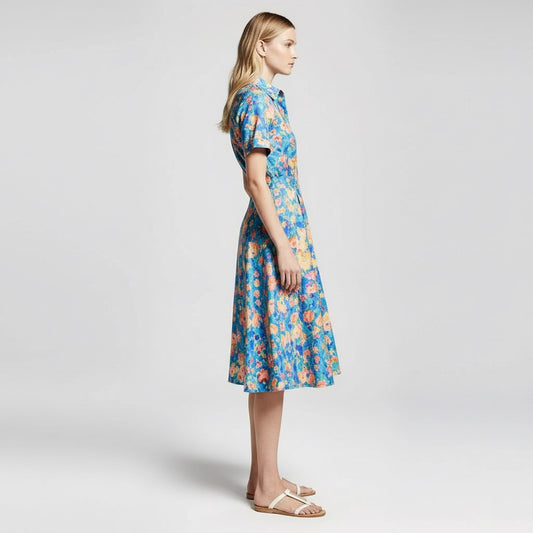 Eloria | Floral Shirt-Style Midi Dress