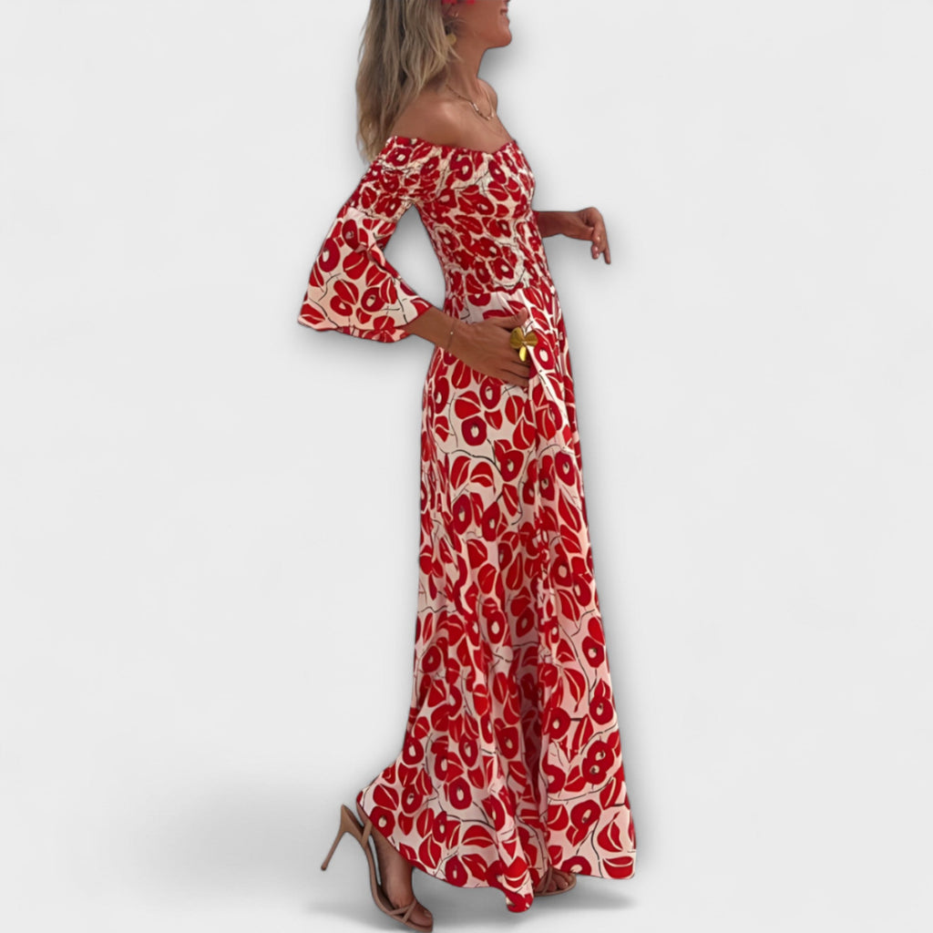 Style200™ | Ocean Floral Off-Shoulder Dress for Beach Days