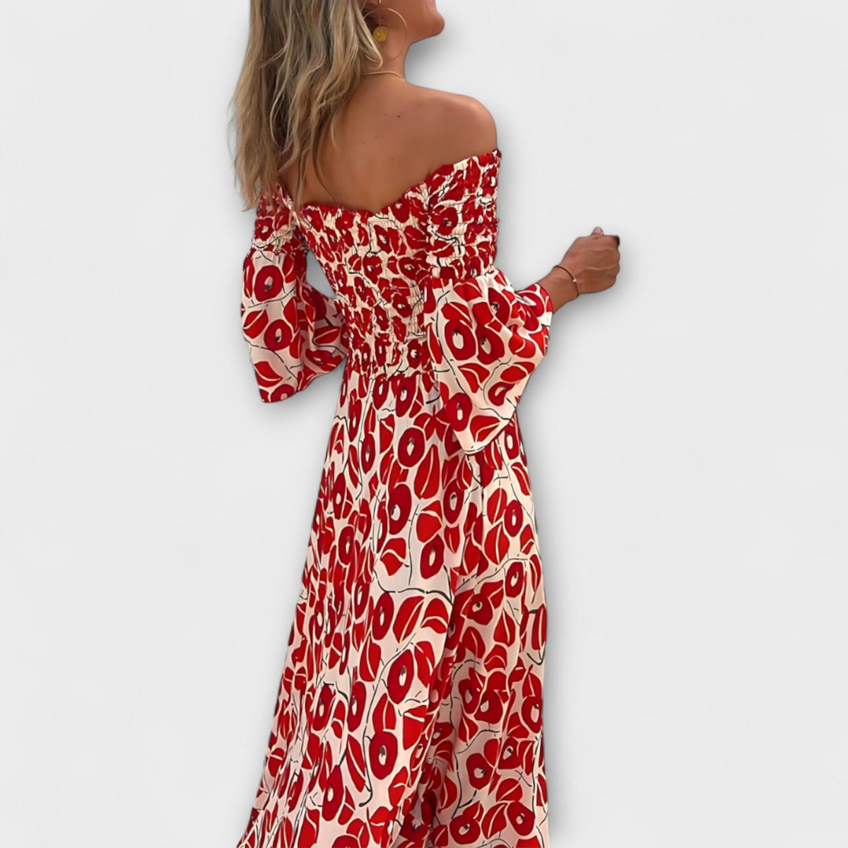 Style200™ | Ocean Floral Off-Shoulder Dress for Beach Days