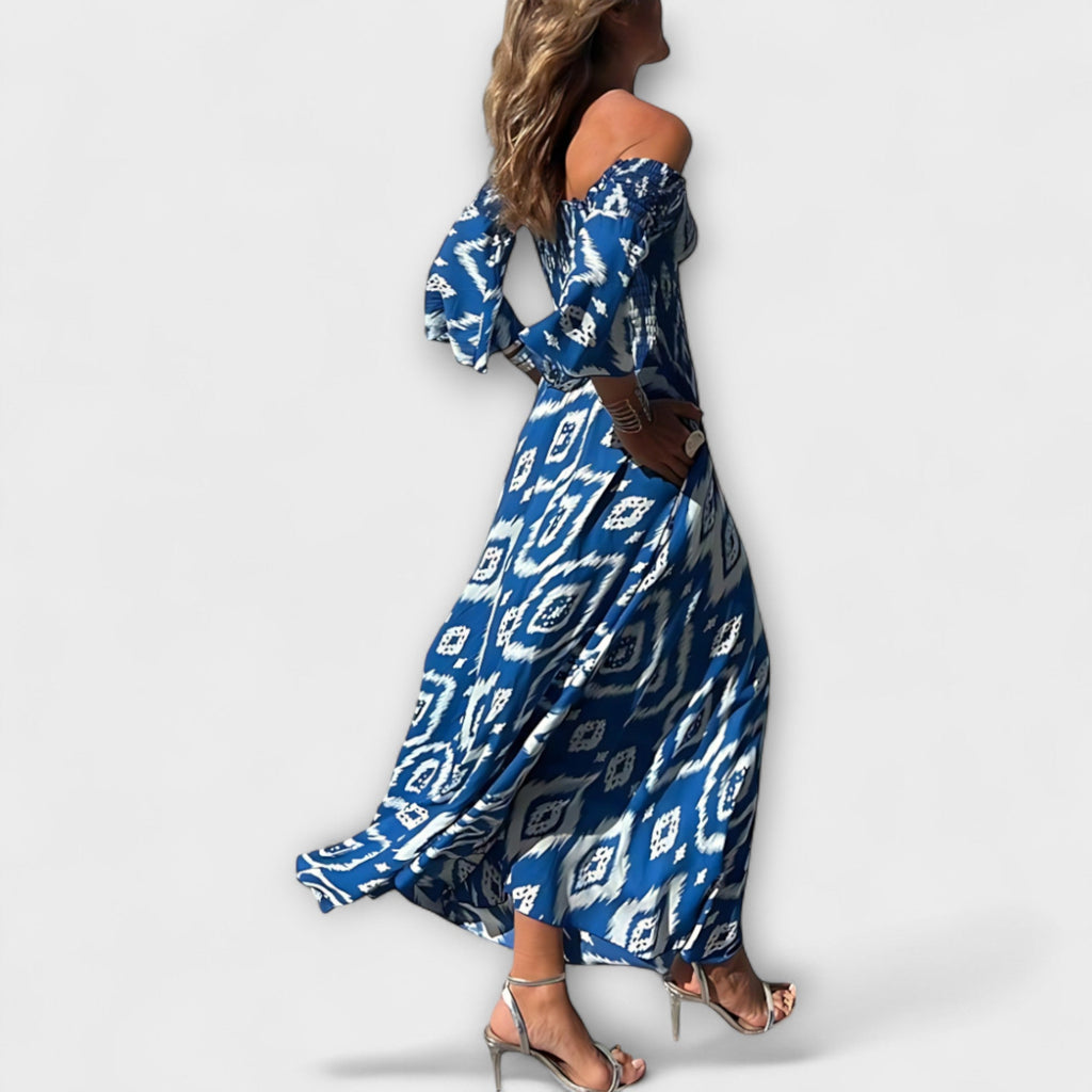 Style200™ | Ocean Floral Off-Shoulder Dress for Beach Days