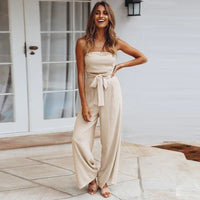 Sandy™ | Women's Strapless Tie Waist Wide Leg Jumpsuit