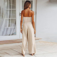 Sandy™ | Women's Strapless Tie Waist Wide Leg Jumpsuit