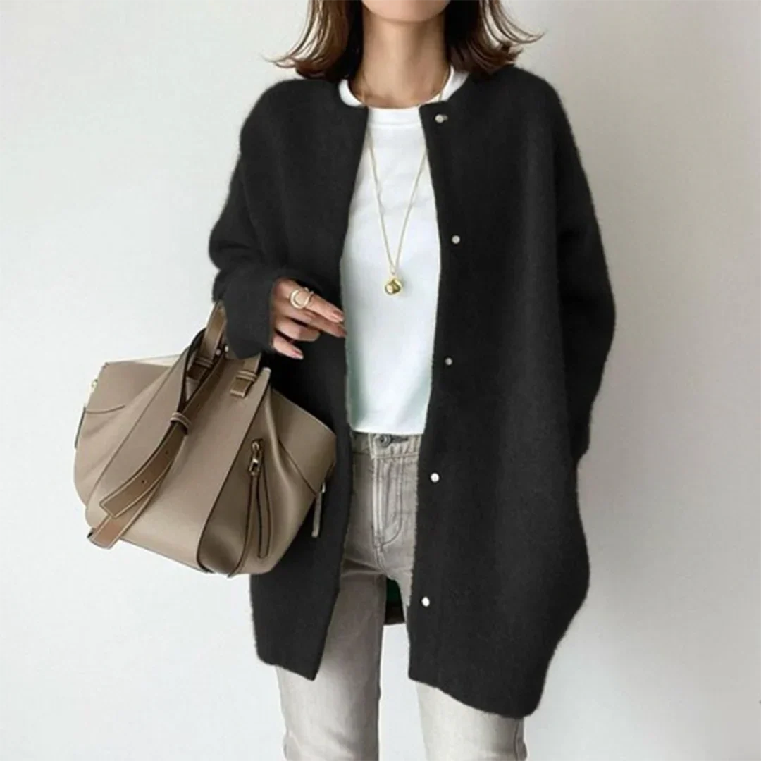 Harper | Long Cardigan with Snap Button Detail