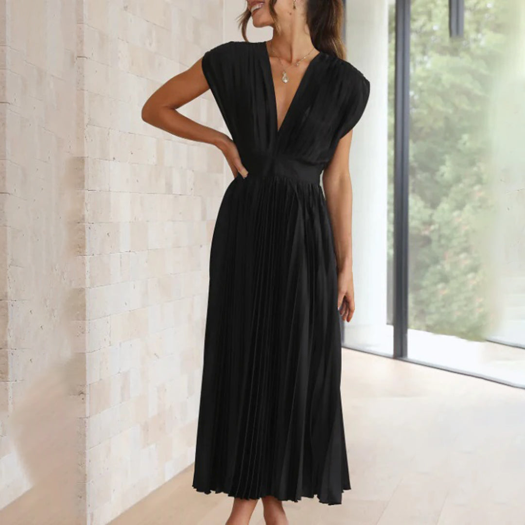 Camille | V-Neck Wedding Guest Midi Dress