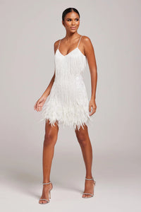 Margaret™ | Women's Fringe Feather Cocktail Dress for Events