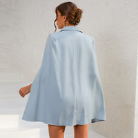 Vera™ | Chic Cape Blazer Mini Dress with Belt & Gold Accents