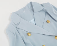 Vera™ | Chic Cape Blazer Mini Dress with Belt & Gold Accents