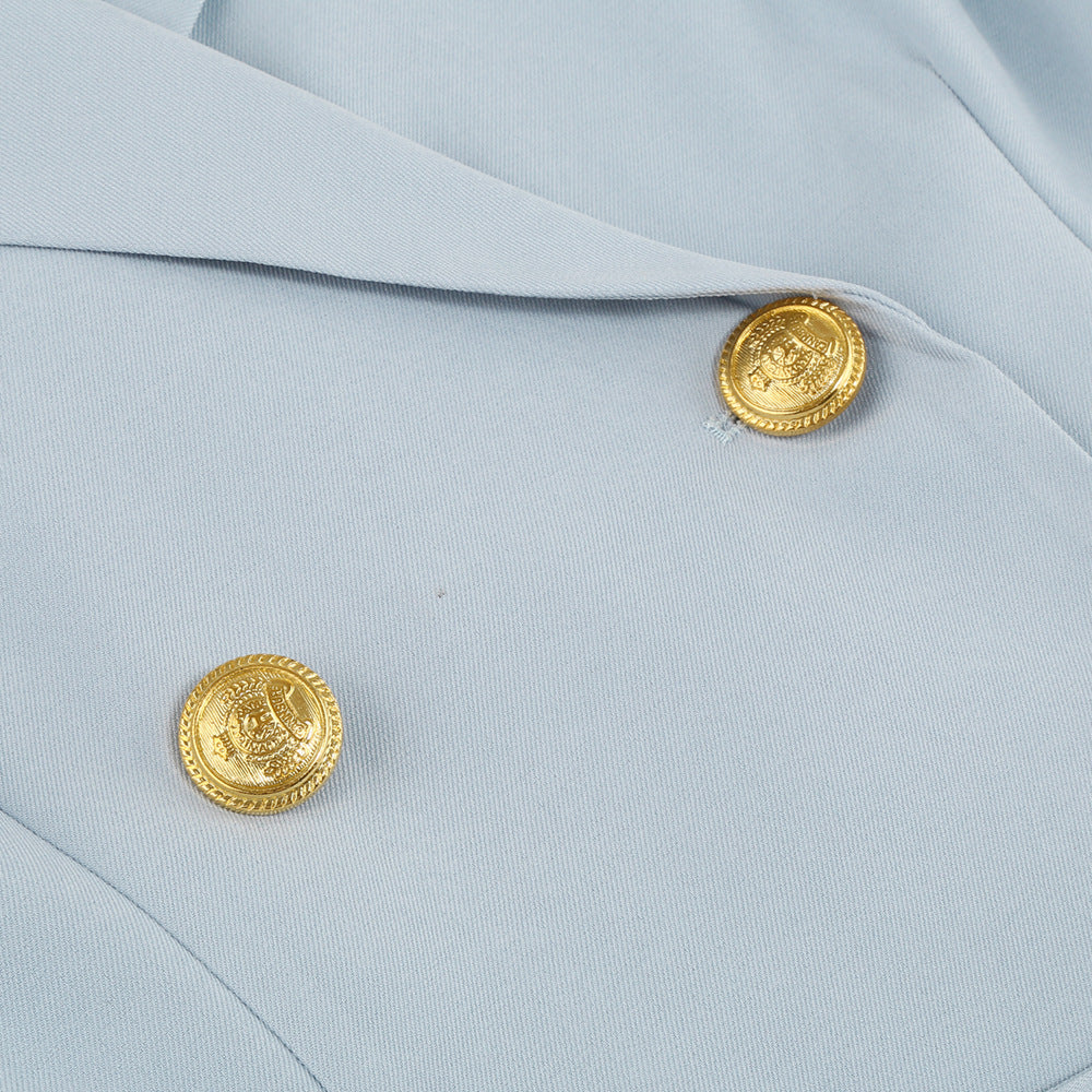 Vera™ | Chic Cape Blazer Mini Dress with Belt & Gold Accents