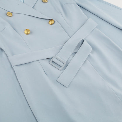 Chic Cape Blazer Mini Dress with Belt & Gold Accents