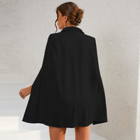 Vera™ | Chic Cape Blazer Mini Dress with Belt & Gold Accents
