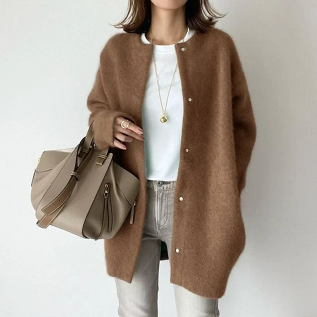 Harper | Long Cardigan with Snap Button Detail