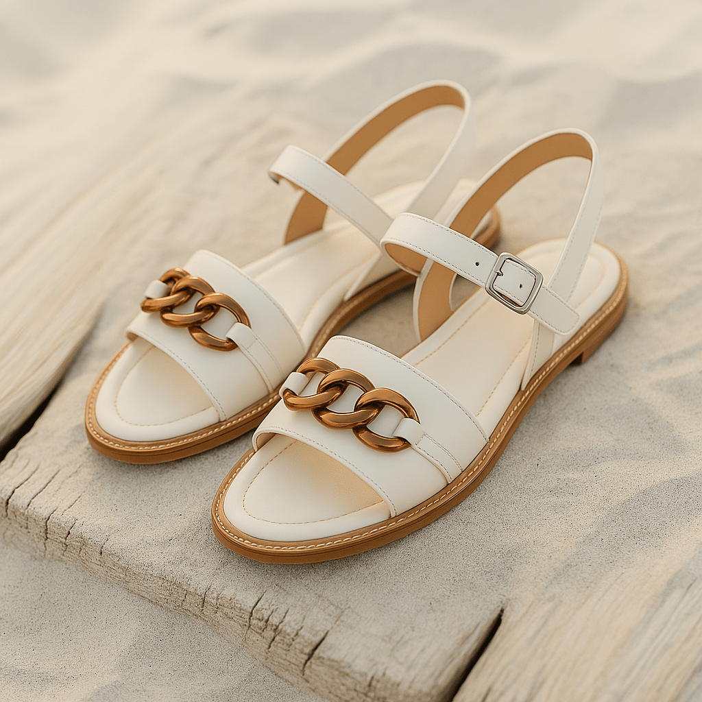 Eleanor™ | Gold Chain Flat Sandals