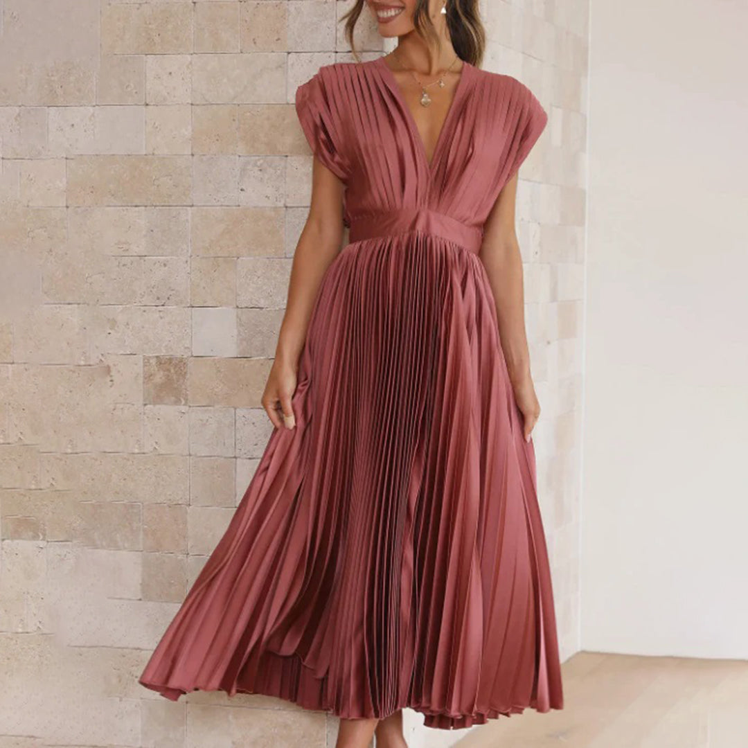 Camille | V-Neck Wedding Guest Midi Dress