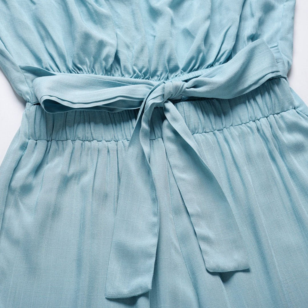 Sandy™ | Women's Strapless Tie Waist Wide Leg Jumpsuit