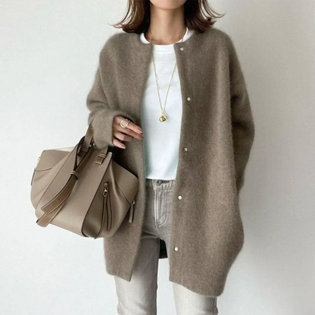 Harper | Long Cardigan with Snap Button Detail
