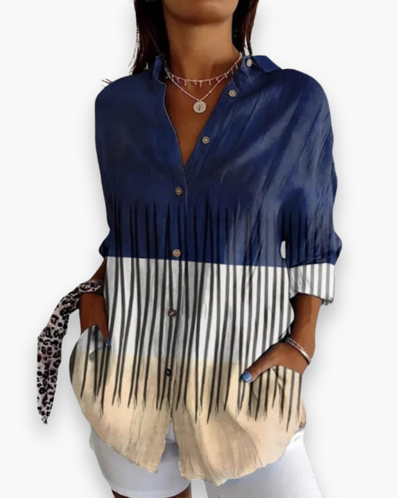 Rosalie™ | Women's Floral Print Button-Down Blouse with 3/4 Sleeves