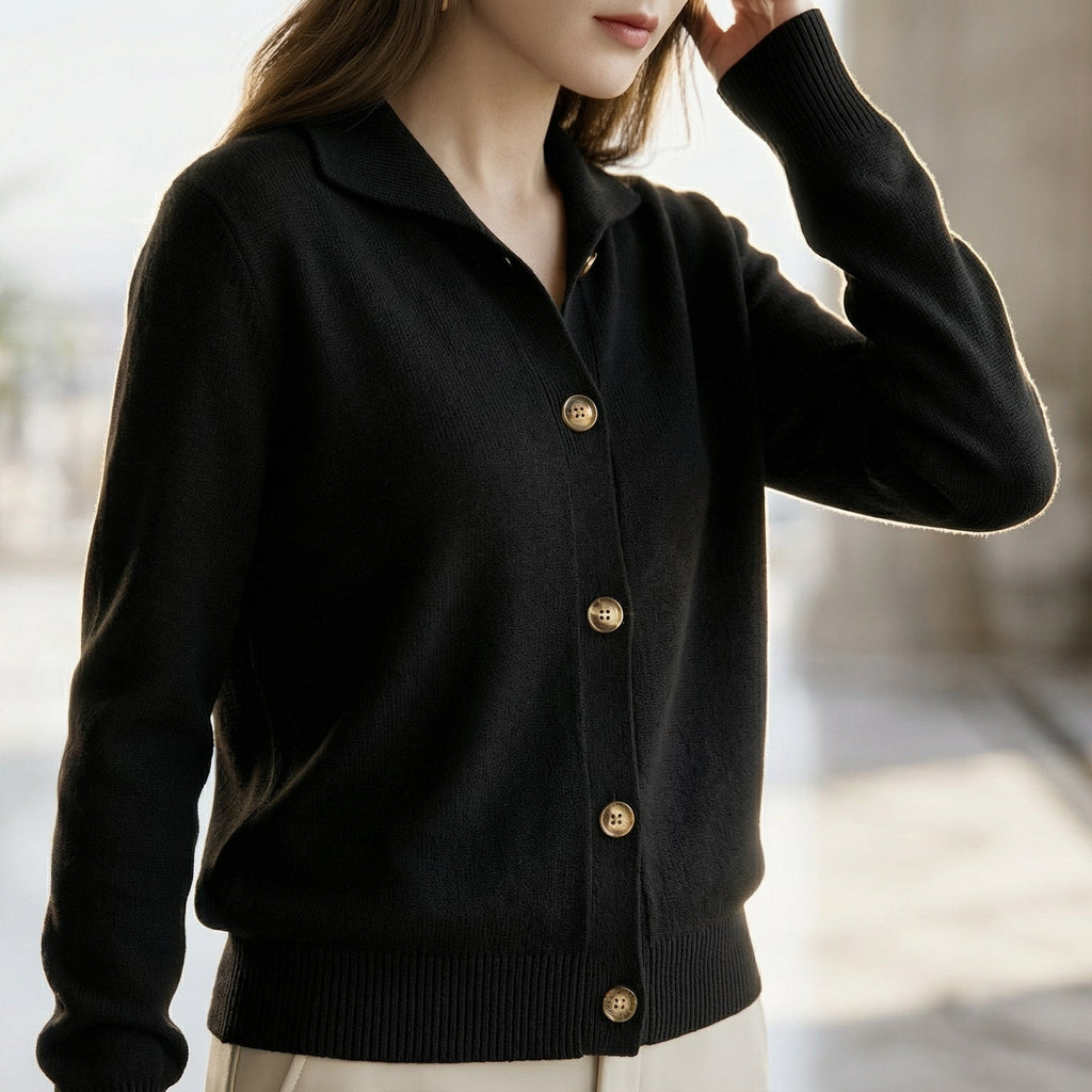 Reagan | Button Up Cardigan with Collared Detail
