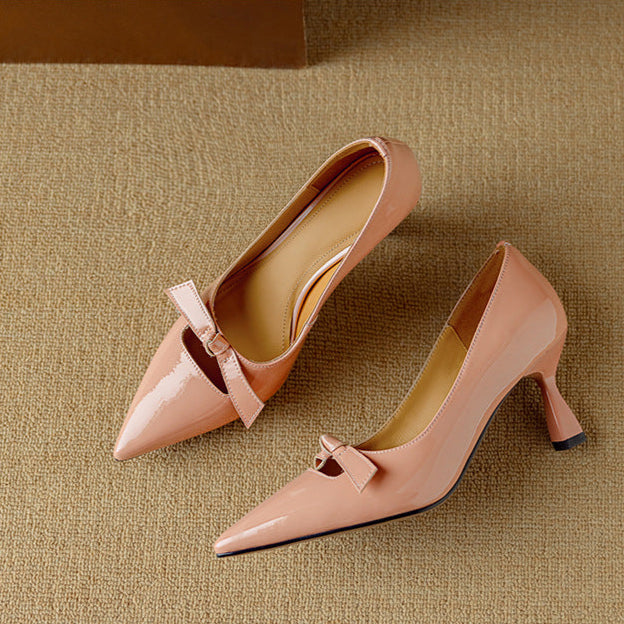 Rosalind™ | Women's Bow Detail Pumps Pointed Toe Kitten Heel Shoes