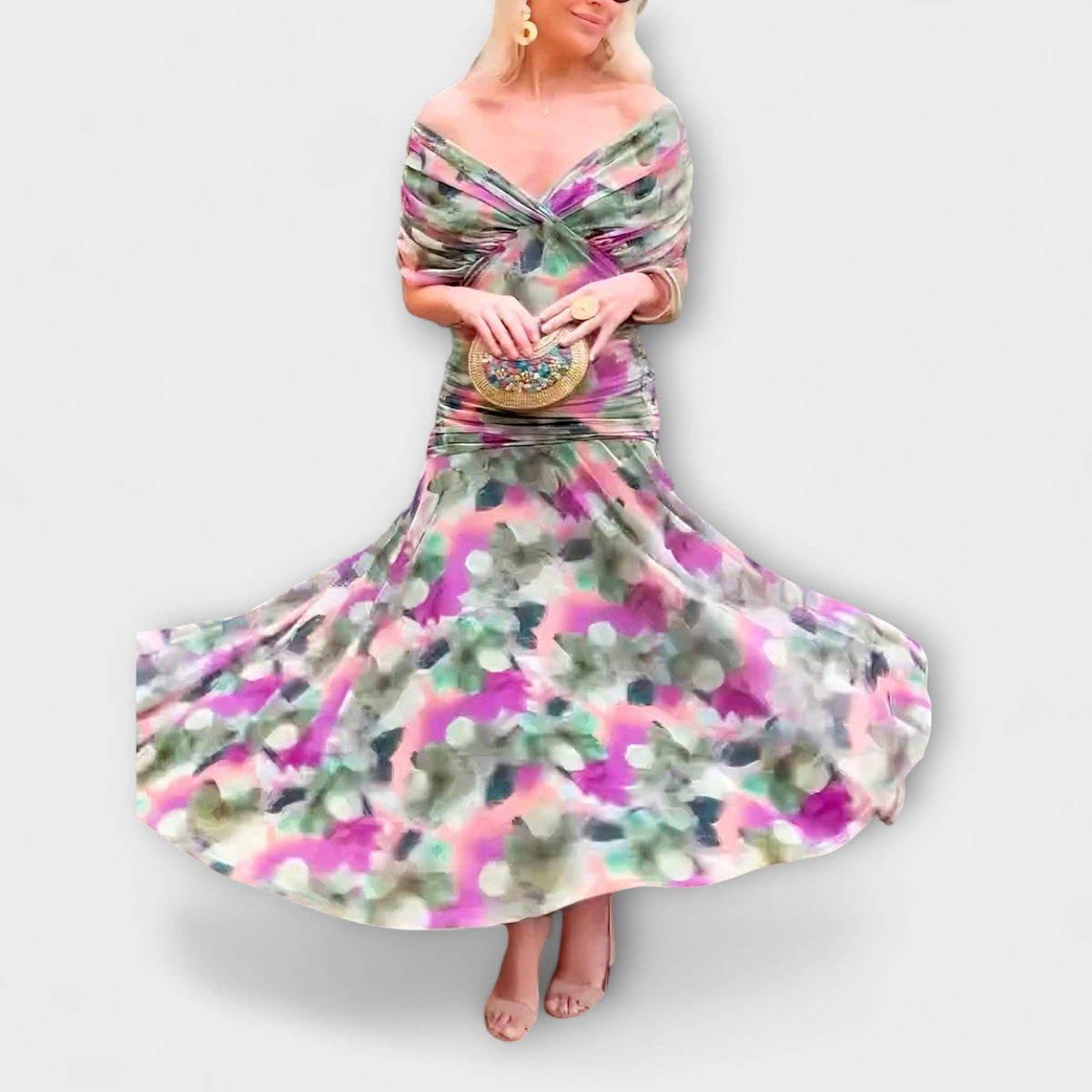 Style200™ | Aurora - Chic V-Neck Maxi Dress for Any Occasion