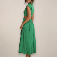 Harriet™ | Chic Cap Sleeve Maxi Dress with Cut-Out Waist