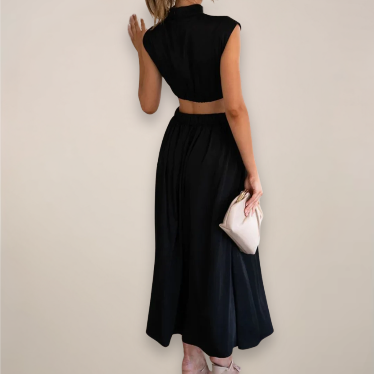 Harriet™ | Chic Cap Sleeve Maxi Dress with Cut-Out Waist