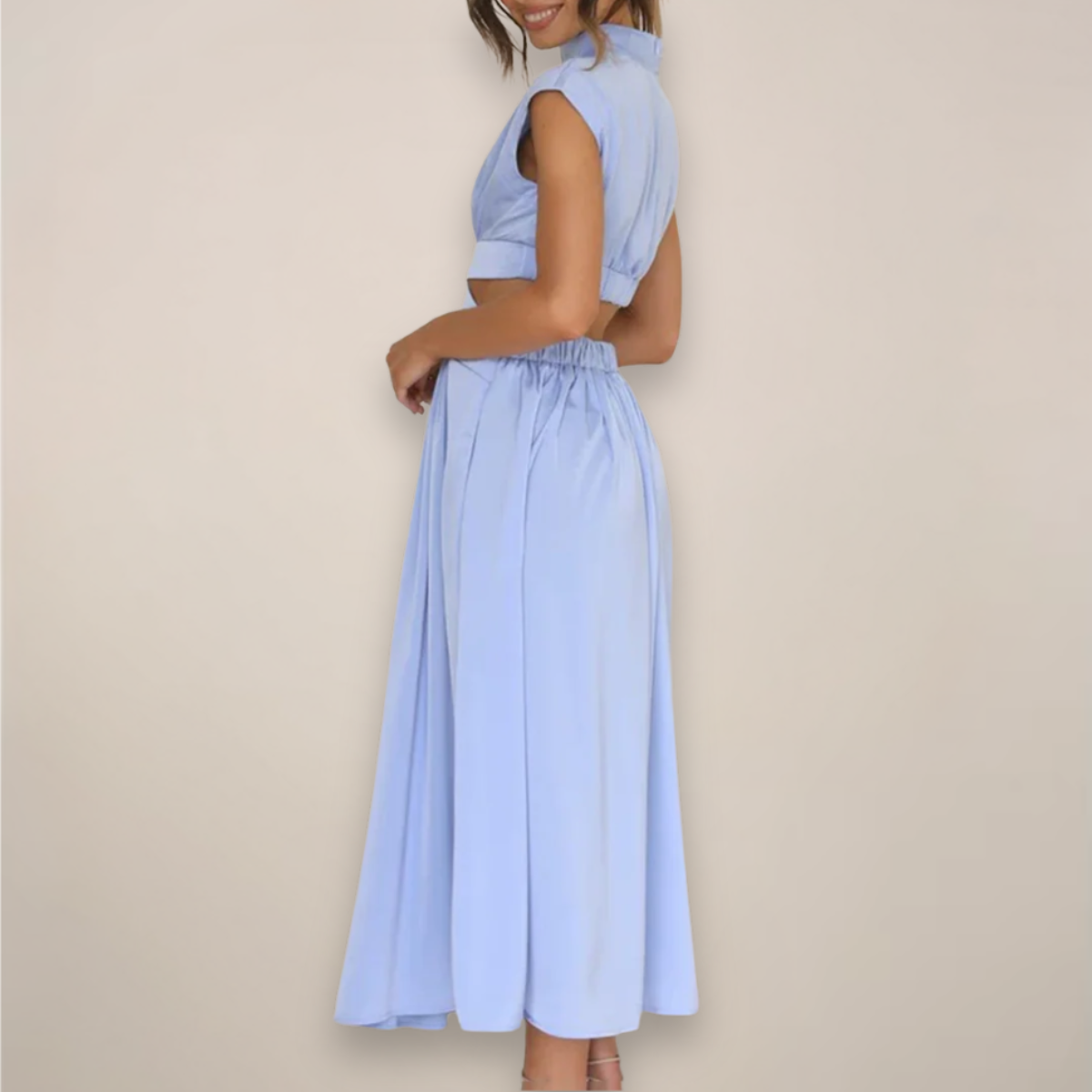 Harriet™ | Chic Cap Sleeve Maxi Dress with Cut-Out Waist