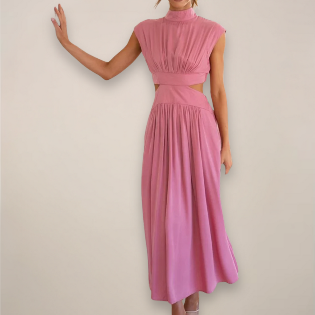 Harriet™ | Chic Cap Sleeve Maxi Dress with Cut-Out Waist