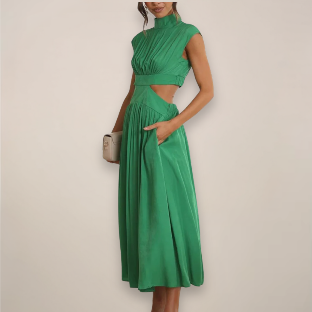 Harriet™ | Chic Cap Sleeve Maxi Dress with Cut-Out Waist