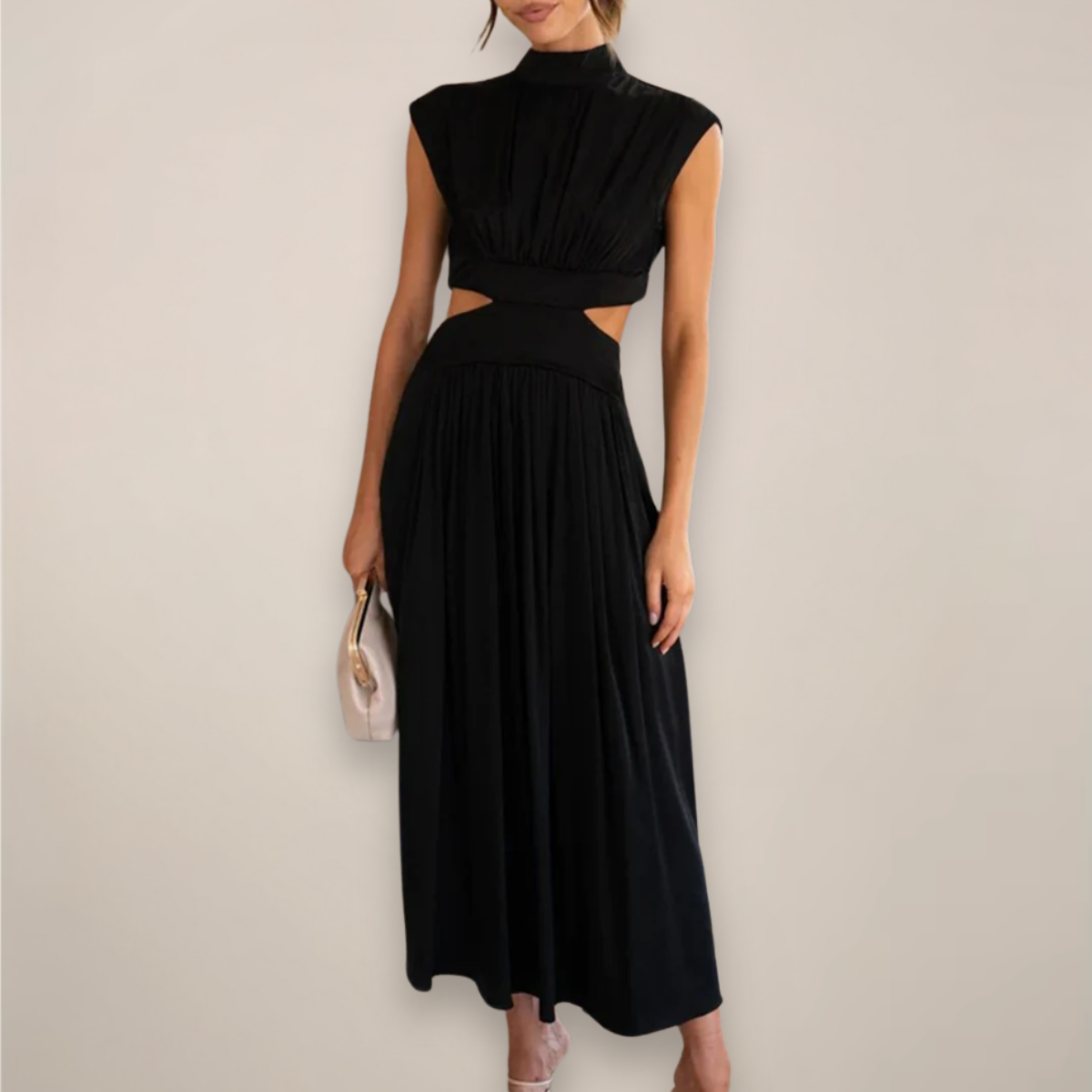 Harriet™ | Chic Cap Sleeve Maxi Dress with Cut-Out Waist