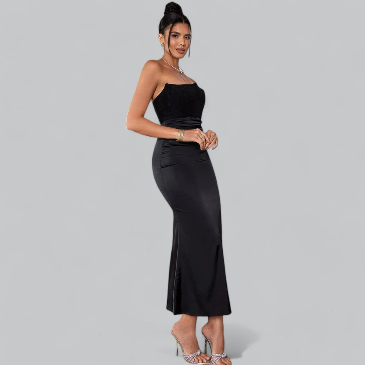 Ava™ | Velvet Strapless Corset Maxi Dress for Special Occasions