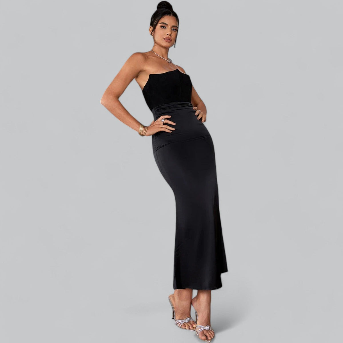 Ava™ | Velvet Strapless Corset Maxi Dress for Special Occasions