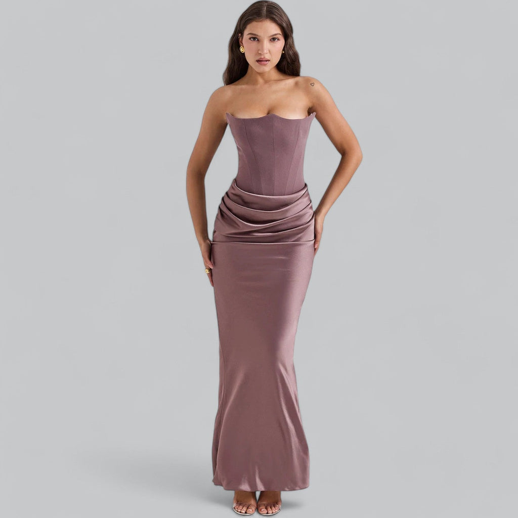 Ava™ | Velvet Strapless Corset Maxi Dress for Special Occasions