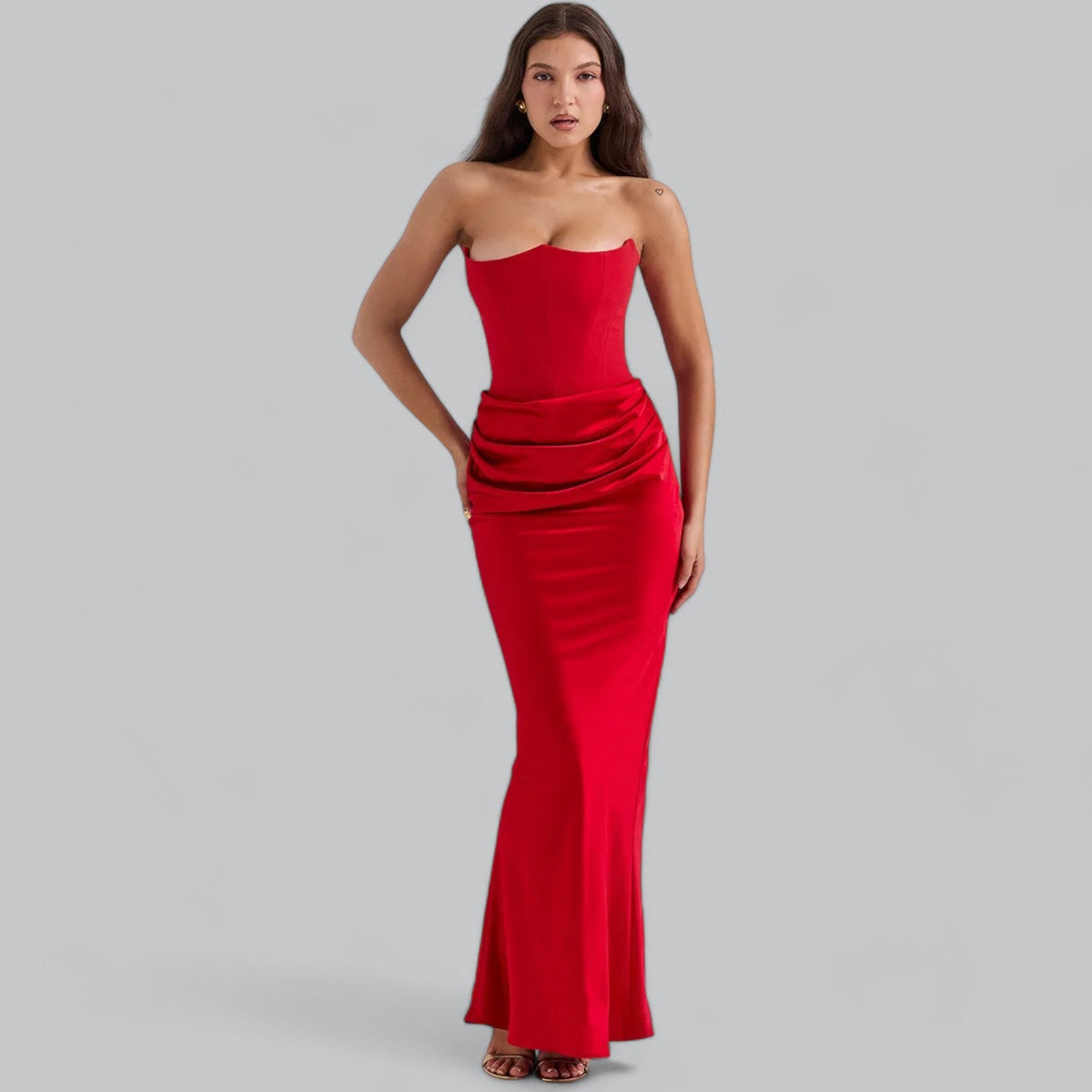 Ava™ | Velvet Strapless Corset Maxi Dress for Special Occasions