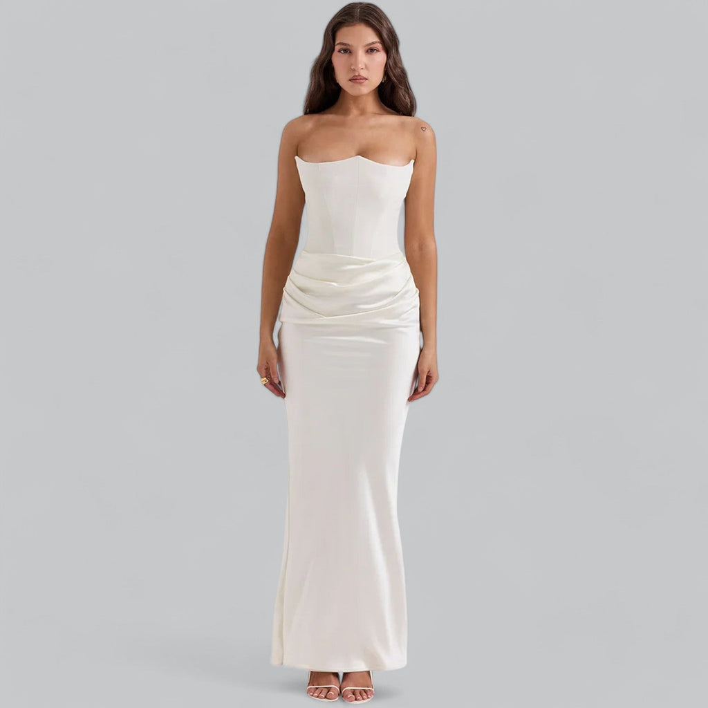 Ava™ | Velvet Strapless Corset Maxi Dress for Special Occasions