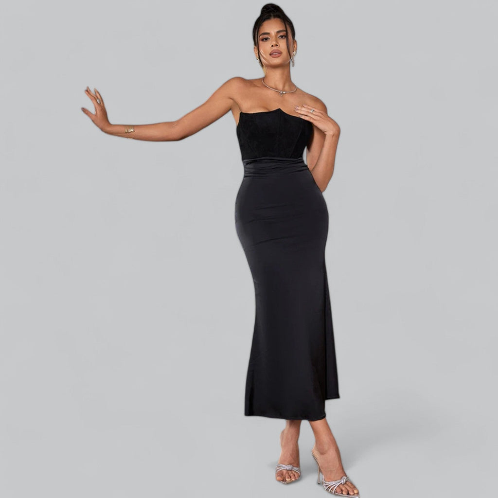 Ava™ | Velvet Strapless Corset Maxi Dress for Special Occasions