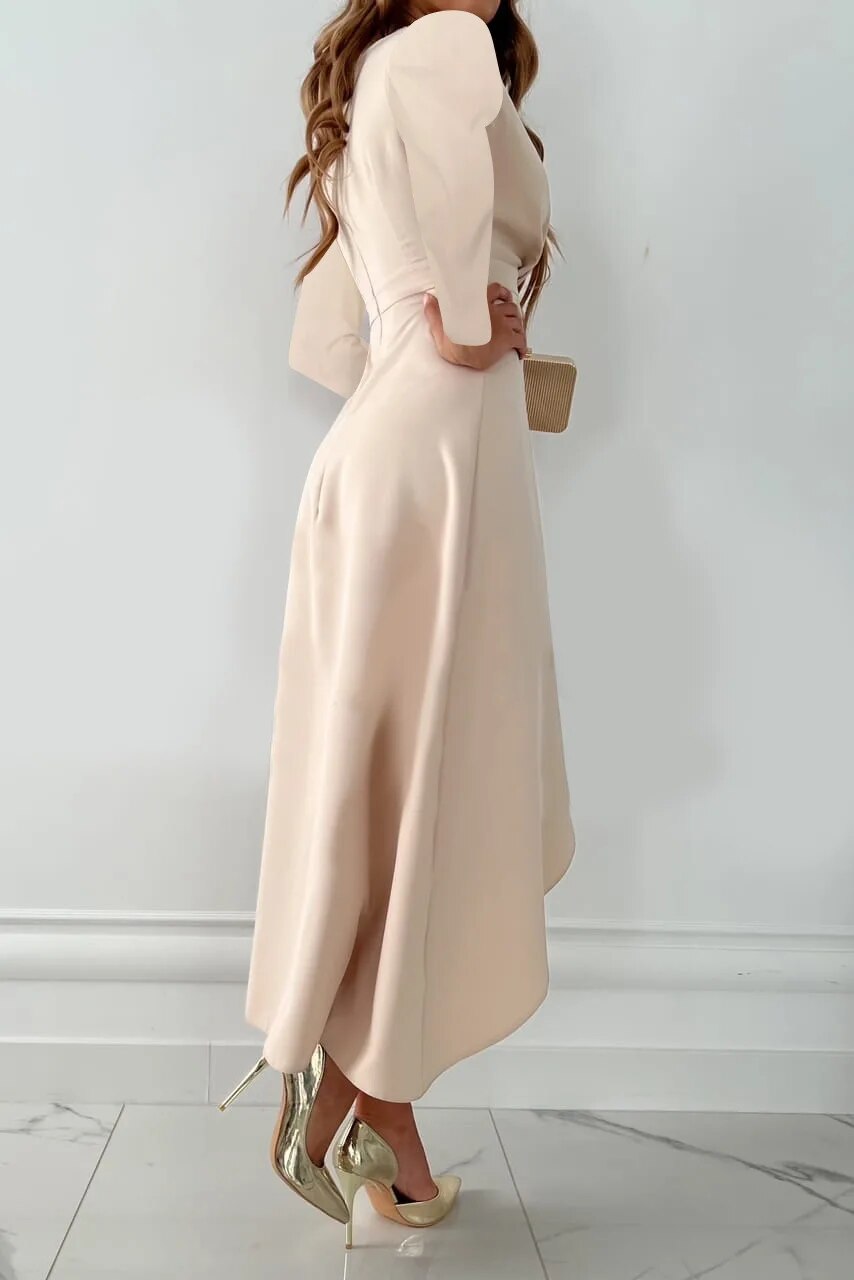 Florence™ | Chic V-Neck Midi Dress with Stylish Slit