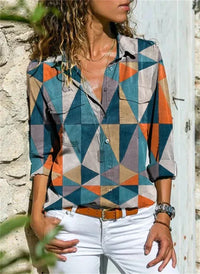 Isabelle™ | Women's Floral Print Long Sleeve Button-Down Blouse