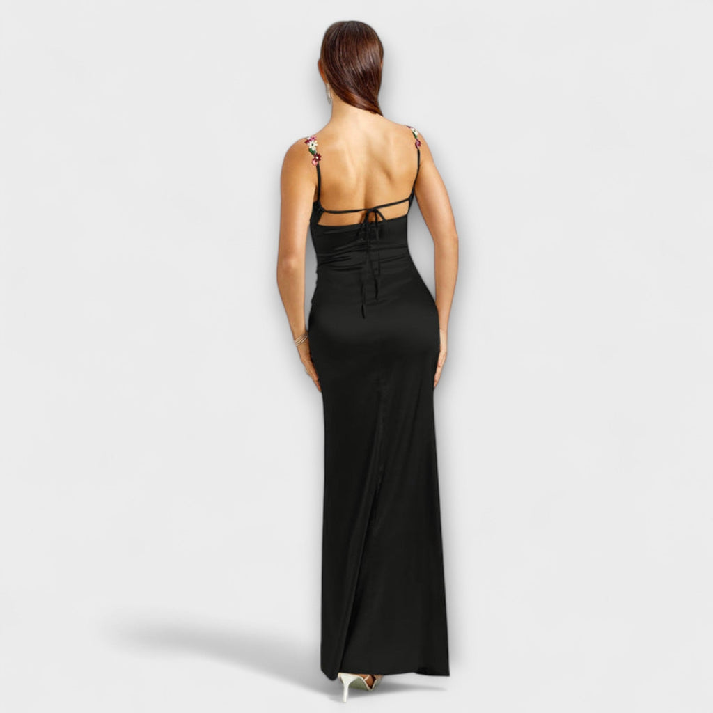 Style200™ | Embellished Satin Dress with Back Lacing for Parties